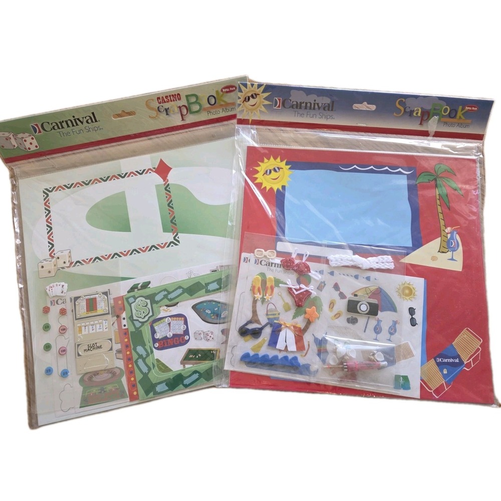 Carnival Cruise Scrapbook Album Kits (Lot Of 2) Vacation Memories Casino Camera